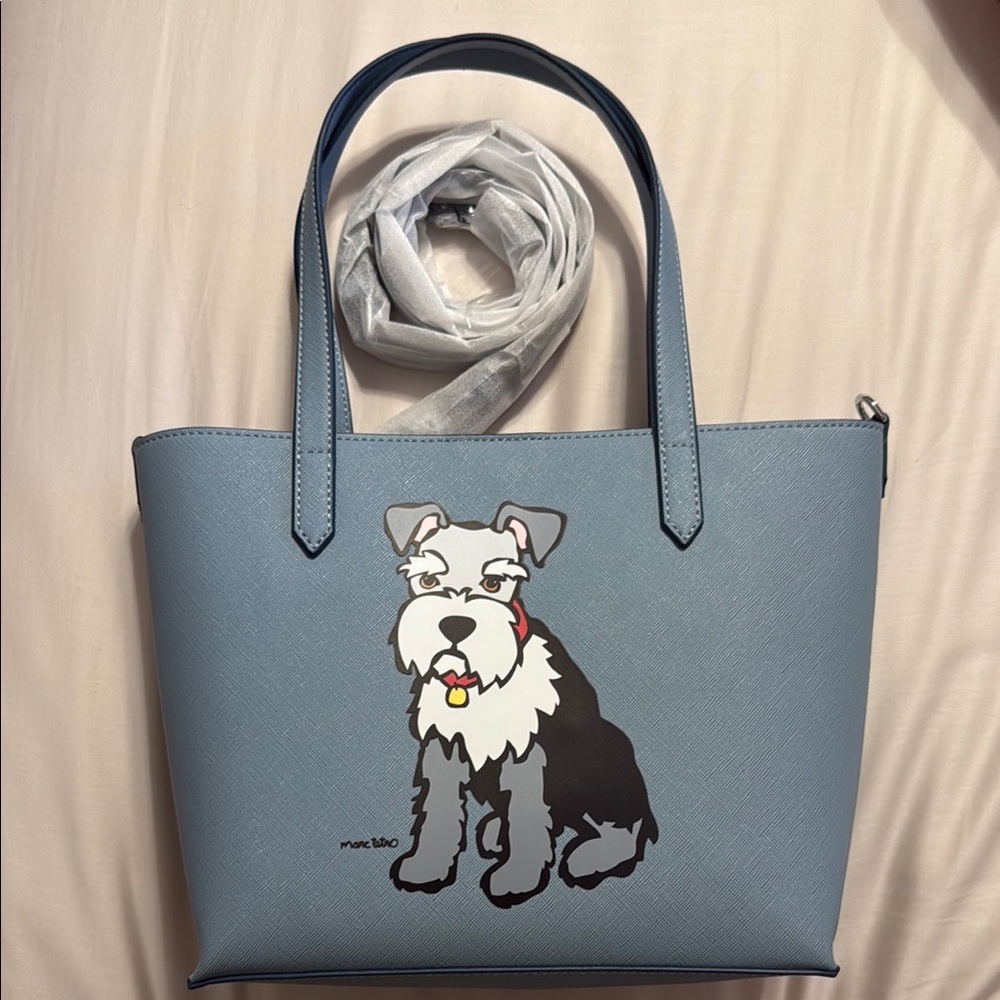 Stylish Blue Dog Print Tote Bag